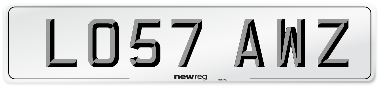 LO57 AWZ Number Plate from New Reg